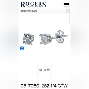 14k White Gold 1/4 CTW Earrings